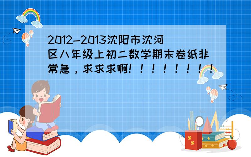 2012-2013沈阳市沈河区八年级上初二数学期末卷纸非常急，求求求啊！！！！！！！！