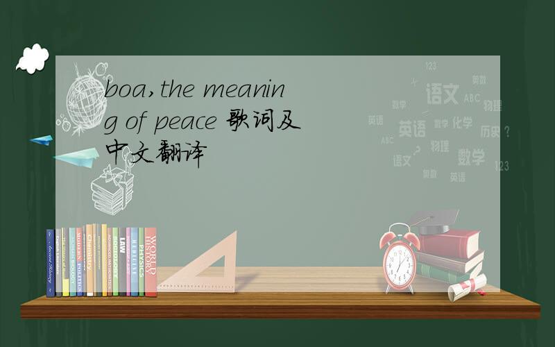 boa,the meaning of peace 歌词及中文翻译