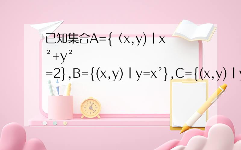 已知集合A={（x,y)|x²+y²=2},B={(x,y)|y=x²},C={(x,y)|y=kx+b),若（A∩B)∪C=C,求k,b的值