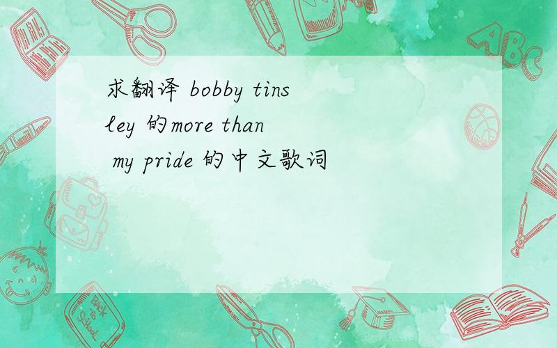 求翻译 bobby tinsley 的more than my pride 的中文歌词