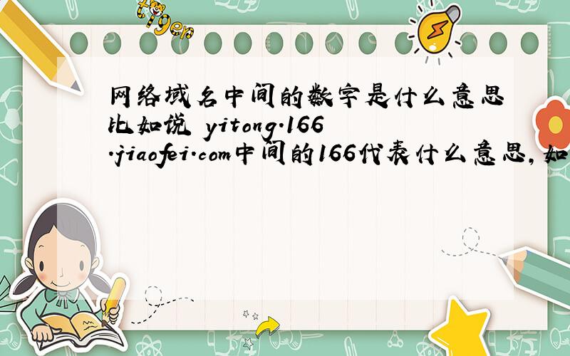 网络域名中间的数字是什么意思比如说 yitong.166.jiaofei.com中间的166代表什么意思,如果被换成216,又代表什么?是不是被软件开发商骗了?