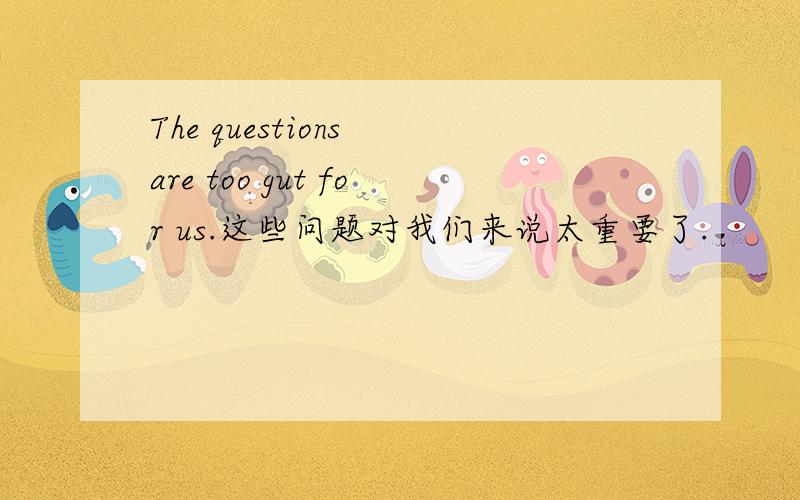 The questions are too gut for us.这些问题对我们来说太重要了.