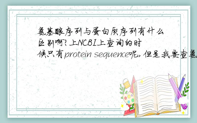 氨基酸序列与蛋白质序列有什么区别啊?上NCBI上查询的时候只有protein sequence呢,但是我要查氨基酸序列,是不是一样的呢?