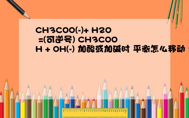 CH3COO(-)+ H2O =(可逆号) CH3COOH + OH(-) 加酸或加碱时 平衡怎么移动 水解程度上升还是下降