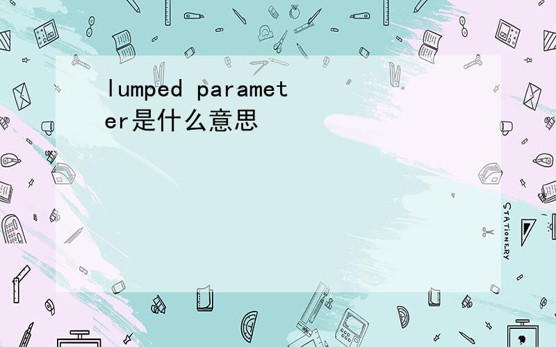 lumped parameter是什么意思