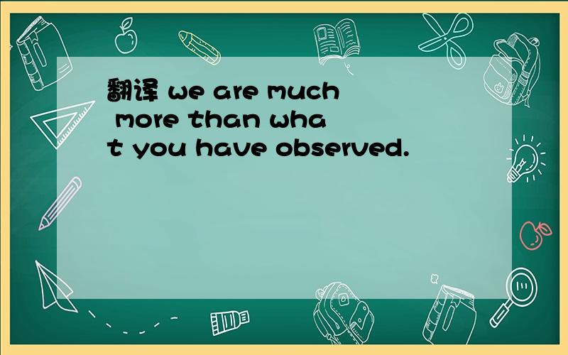 翻译 we are much more than what you have observed.