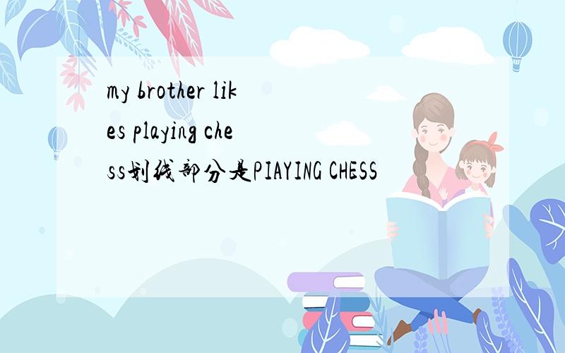 my brother likes playing chess划线部分是PIAYING CHESS