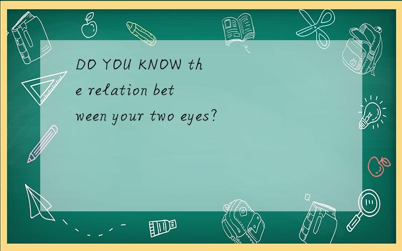 DO YOU KNOW the relation between your two eyes?