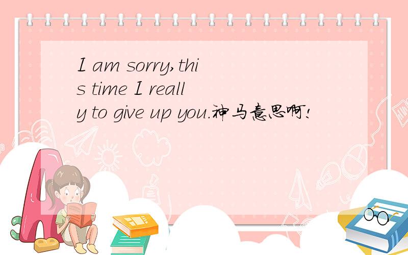 I am sorry,this time I really to give up you.神马意思啊!