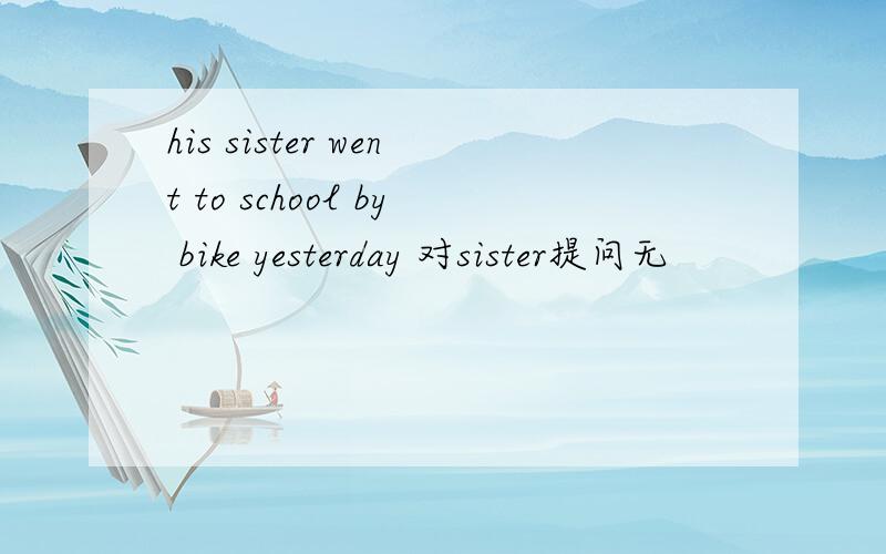 his sister went to school by bike yesterday 对sister提问无