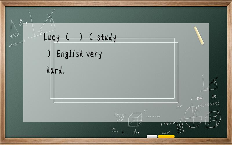 Lucy ( )(study) English very hard.