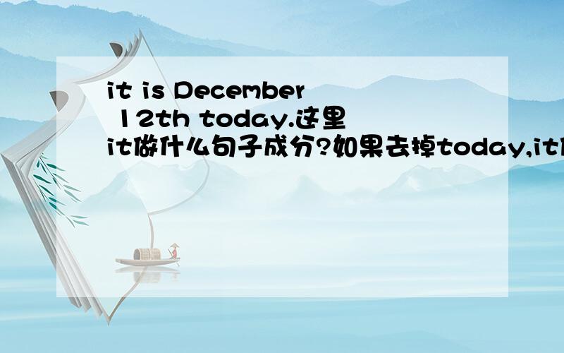 it is December 12th today.这里it做什么句子成分?如果去掉today,it做什么句子成分?