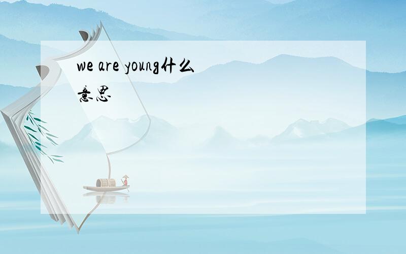 we are young什么意思