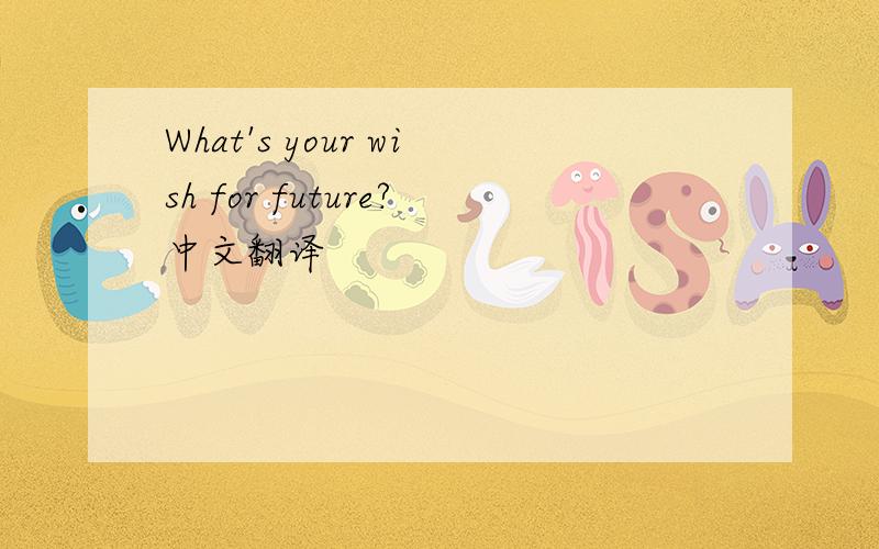 What's your wish for future?中文翻译