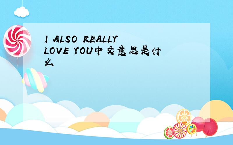 I ALSO REALLY LOVE YOU中文意思是什么