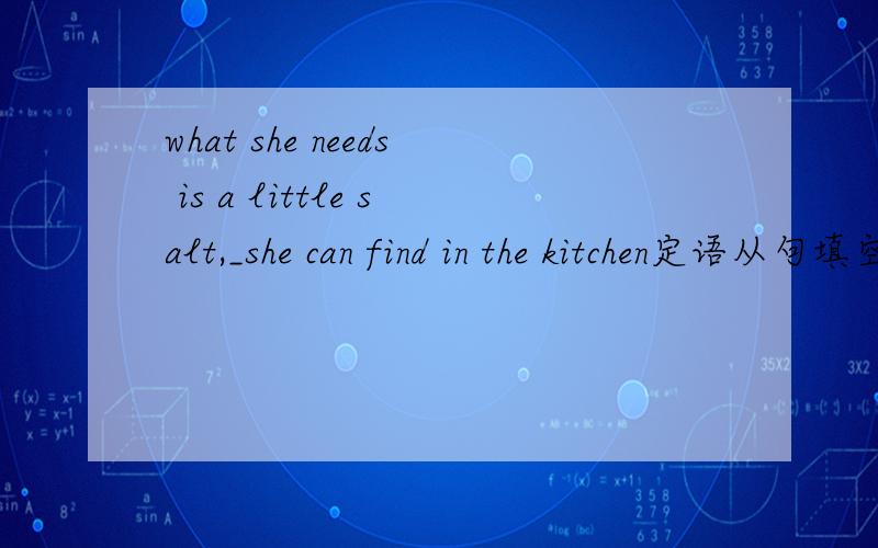 what she needs is a little salt,_she can find in the kitchen定语从句填空