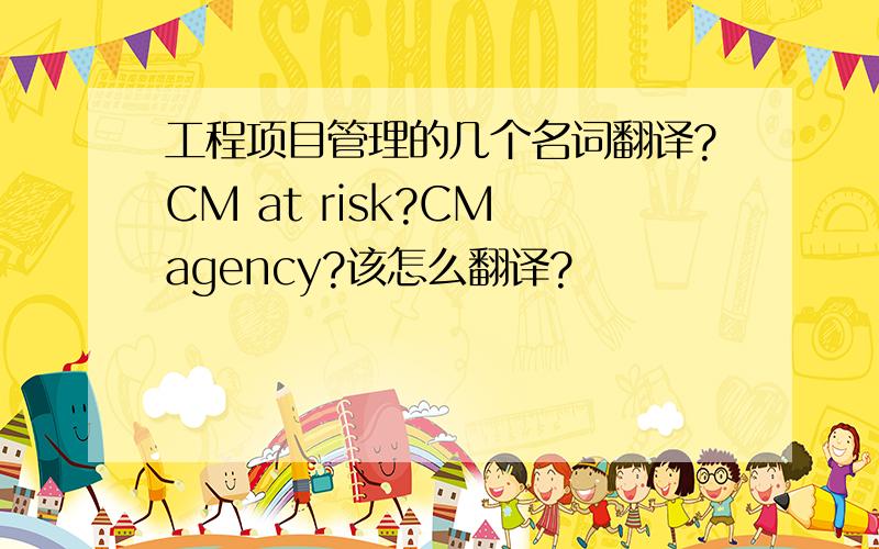 工程项目管理的几个名词翻译?CM at risk?CM agency?该怎么翻译?