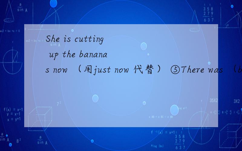 She is cutting up the bananas now （用just now 代替） ⑤There was （be）a dog and a cat in my home AAAAAA