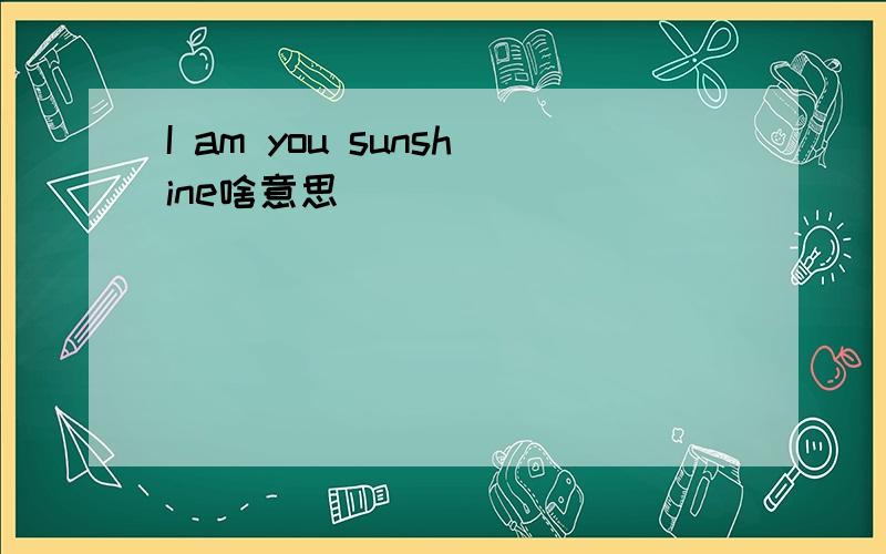 I am you sunshine啥意思