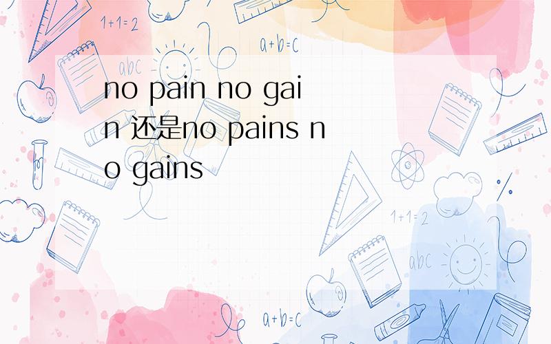 no pain no gain 还是no pains no gains