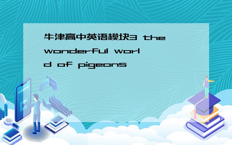 牛津高中英语模块3 the wonderful world of pigeons