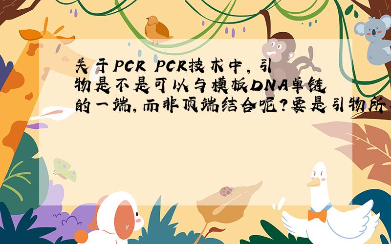 关于PCR PCR技术中,引物是不是可以与模板DNA单链的一端,而非顶端结合呢?要是引物所有的碱基对与模板链碱基对都结合的话,模板链怎么延长呢,敬请赐教