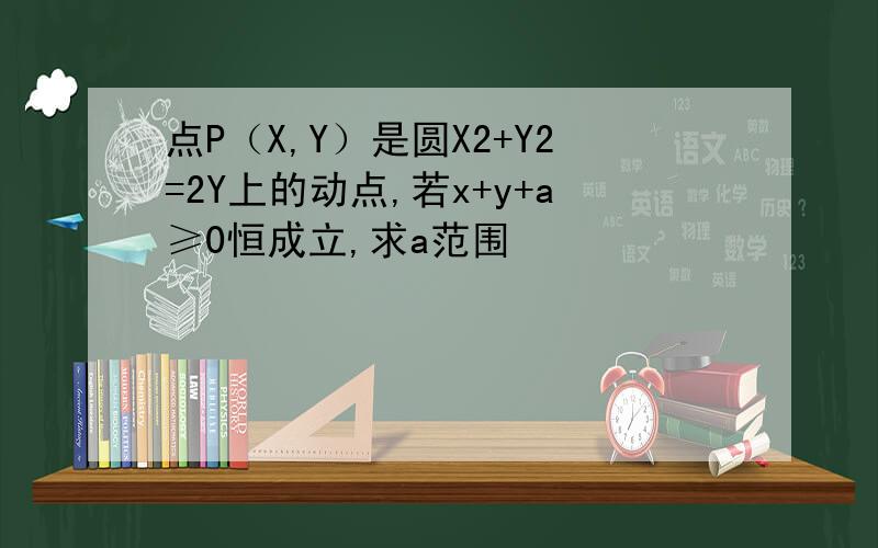 点P（X,Y）是圆X2+Y2=2Y上的动点,若x+y+a≥0恒成立,求a范围