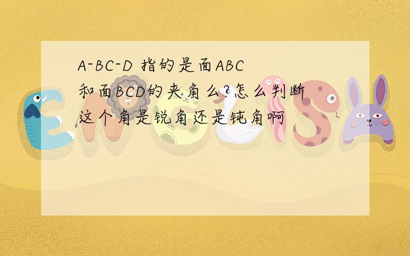 A-BC-D 指的是面ABC和面BCD的夹角么?怎么判断这个角是锐角还是钝角啊
