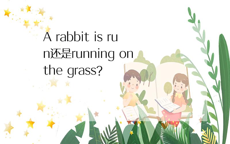 A rabbit is run还是running on the grass?
