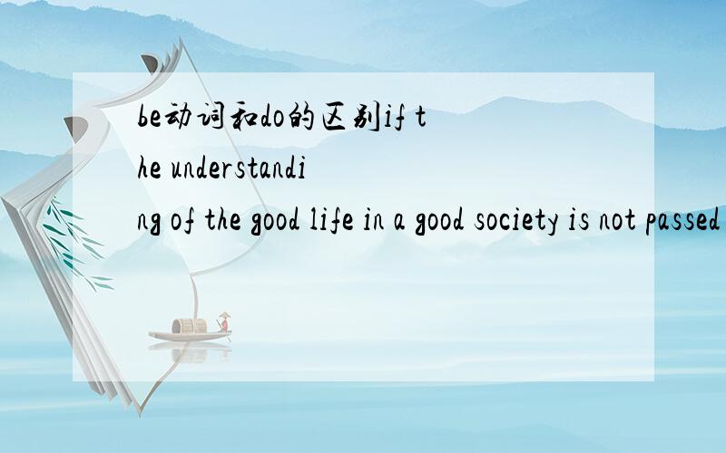 be动词和do的区别if the understanding of the good life in a good society is not passed on,you will...请问这里为什么用is not 而不用does not