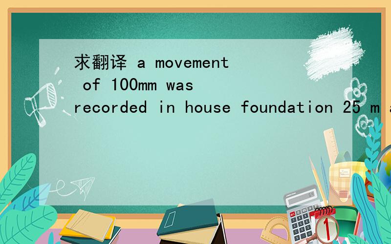 求翻译 a movement of 100mm was recorded in house foundation 25 m away from a row of poplars .