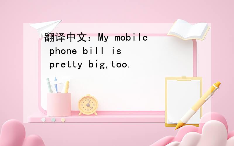翻译中文：My mobile phone bill is pretty big,too.