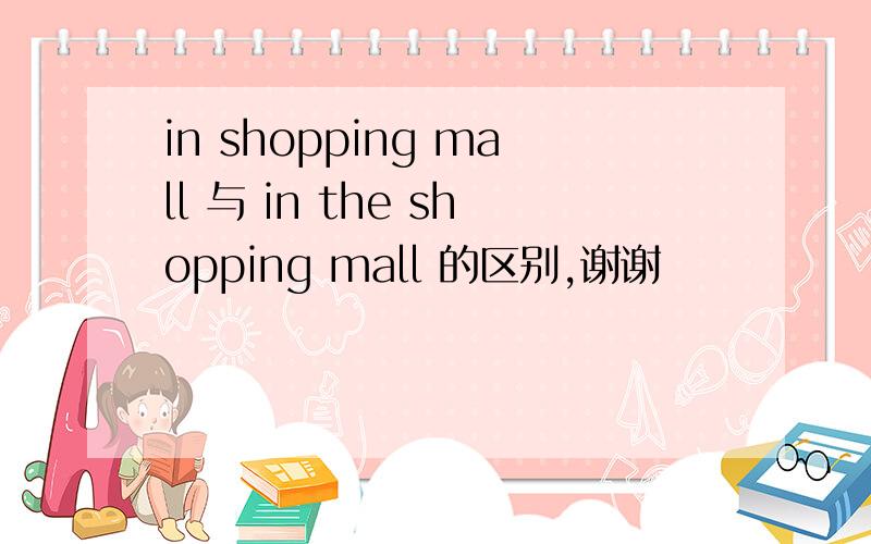 in shopping mall 与 in the shopping mall 的区别,谢谢