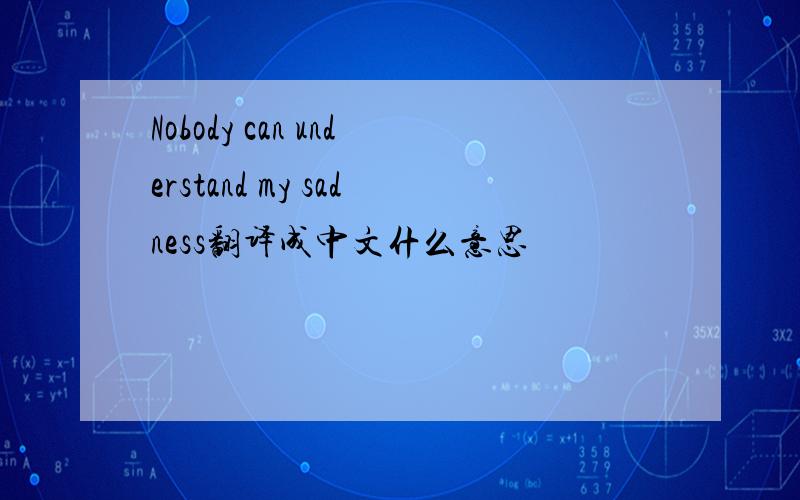 Nobody can understand my sadness翻译成中文什么意思