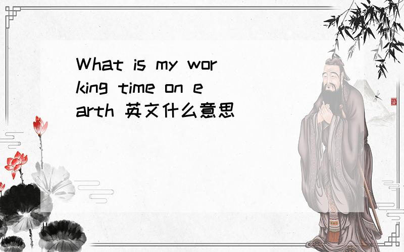 What is my working time on earth 英文什么意思