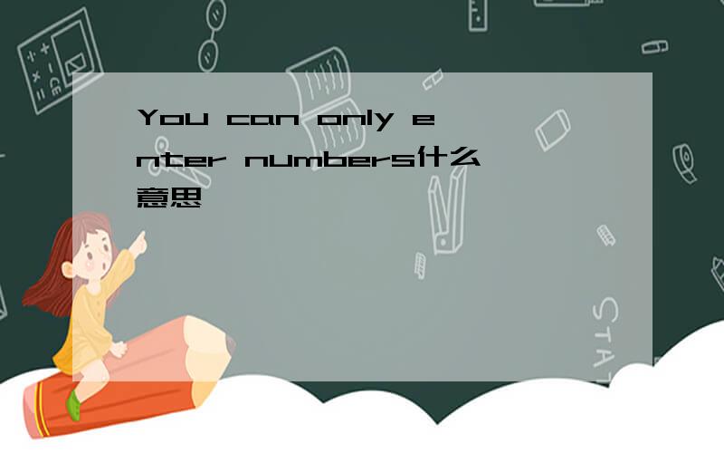 You can only enter numbers什么意思