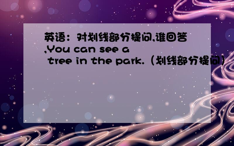 英语：对划线部分提问,谁回答,You can see a tree in the park.（划线部分提问）【对a tree提问】_____________________________________________________________________(*^__^*) 嘻嘻……I can type this letter for the boss.(划线