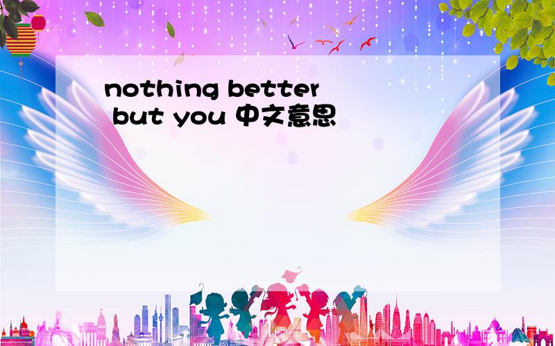 nothing better but you 中文意思