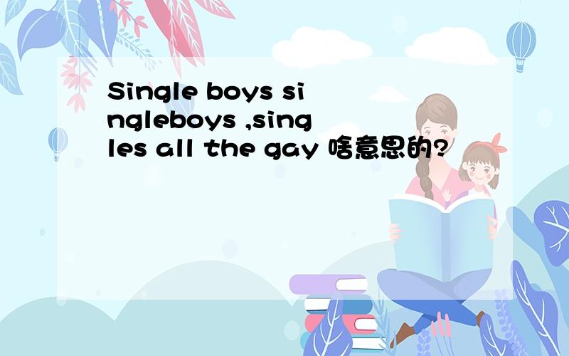 Single boys singleboys ,singles all the gay 啥意思的?