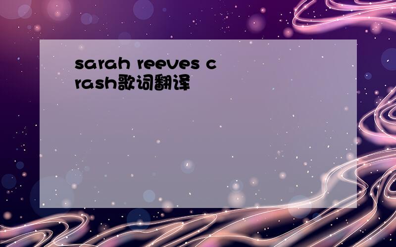 sarah reeves crash歌词翻译