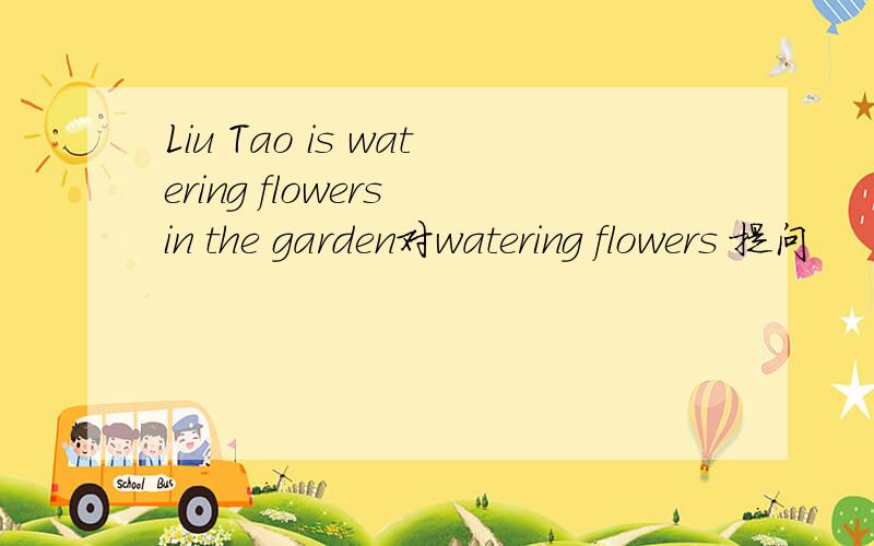 Liu Tao is watering flowers in the garden对watering flowers 提问