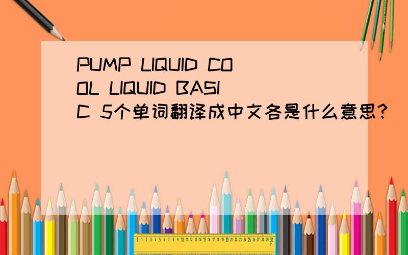 PUMP LIQUID COOL LIQUID BASIC 5个单词翻译成中文各是什么意思?