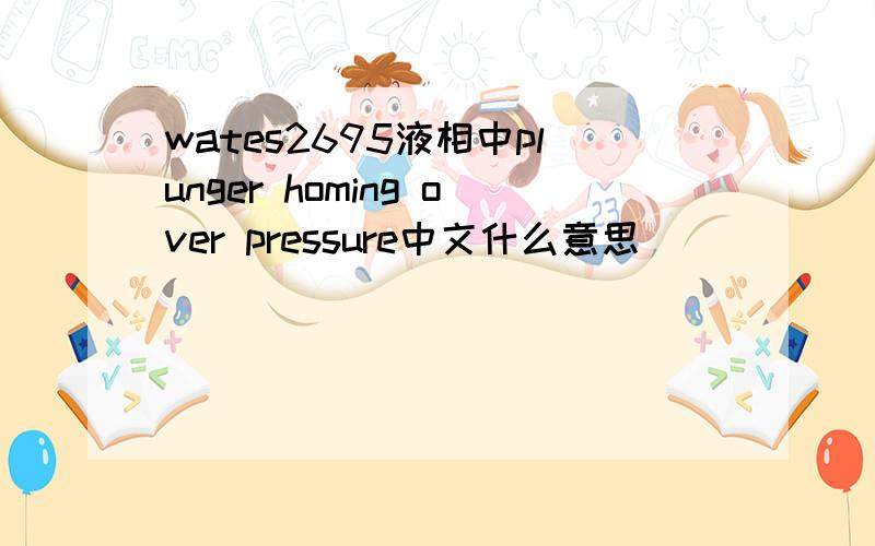 wates2695液相中plunger homing over pressure中文什么意思