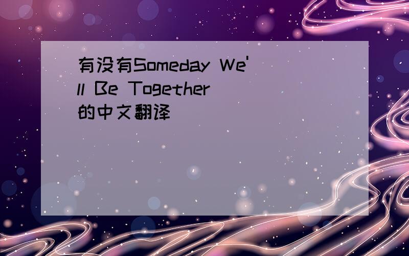 有没有Someday We'll Be Together的中文翻译