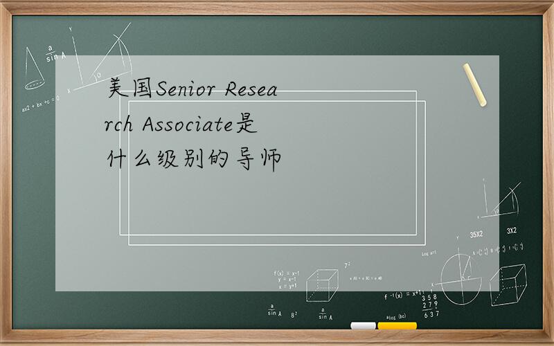 美国Senior Research Associate是什么级别的导师