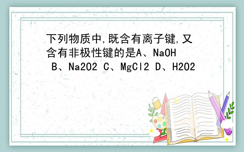 下列物质中,既含有离子键,又含有非极性键的是A、NaOH B、Na2O2 C、MgCl2 D、H2O2