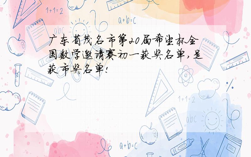 广东省茂名市第20届希望杯全国数学邀请赛初一获奖名单,是获市奖名单!